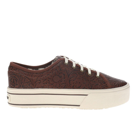 Skylar Floral Embossed Platform Lace Up Sneakers