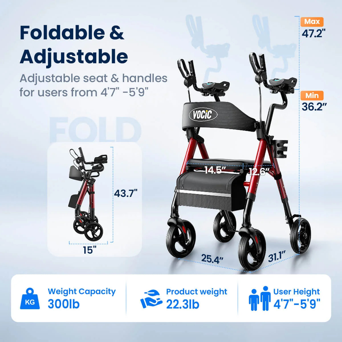 Z22 Upright Walker with Adjustable Armrests