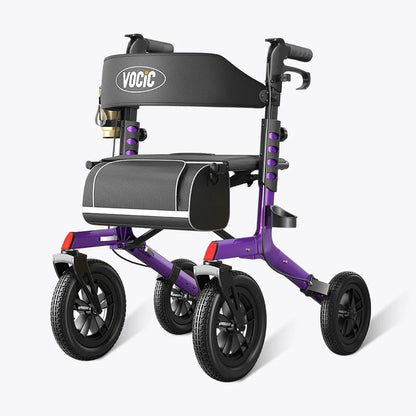 Z57 Outdoor Rollator Walker with 12" All Terrain Big Wheels