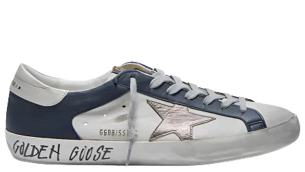 Golden Goose Superstar Double Quarter White Dark Blue Gun Metal