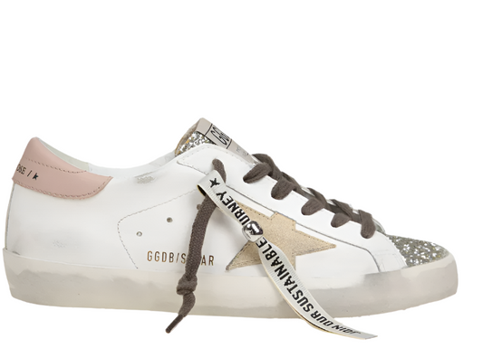 Golden Goose Super Star Glitter White Platinum Yellow (Women's)