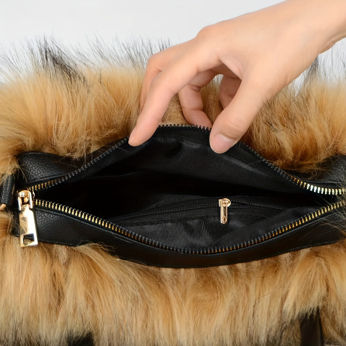 Trendy Faux Fur Tote Bag, Y2K Plush Shoulder Bag, Women's Fluffy Handbag For Street Wear