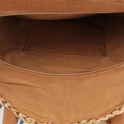 Hollow-Out Straw Handbag, Fashion Woven Beach Bag, Round Large Capacity Shoulder Bag