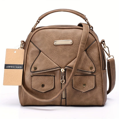 Retro Jacket Design Handbag, Punk Style Rivet Crossbody Bag, Creative Clothes Shaped PU Leather Shoulder Bag