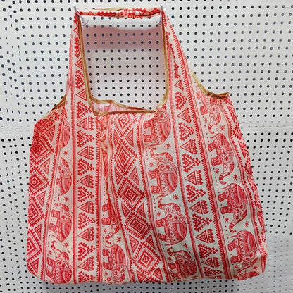 Retro Elephant Pattern Shoulder Bag, Lightweight Multifunctional Shopping Handbag, Lightweight Foldable Bag